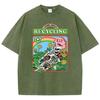 Tricou de vară pentru bărbați cu grafică retro cu craniu de benzi desenate Bumbac spălat vintage Larg Streetwear Mânecă scurtă Respirabil Casual