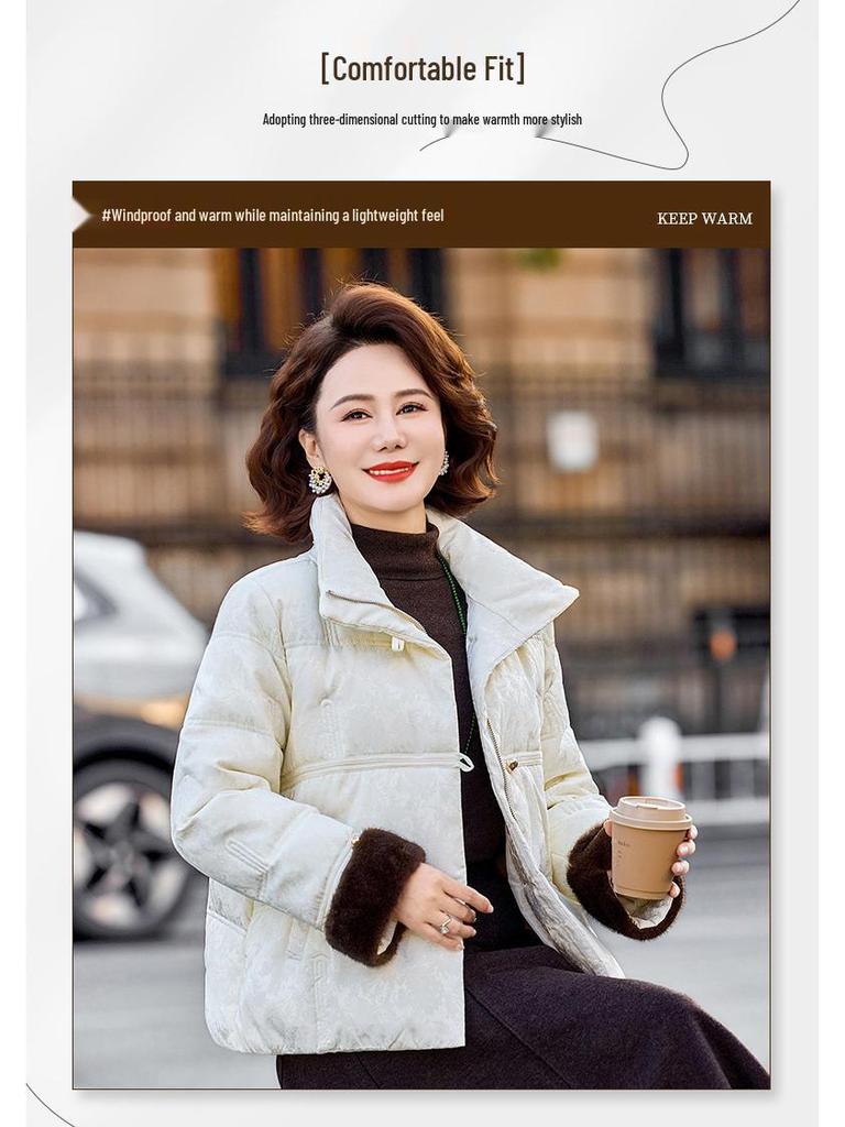 Premium Winter Down Jacket for 45-Year-Old Women: Short, Stylish, Cotton-filled Outerwear