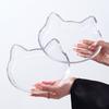 2pcs Cute Kitten Head Dish Resistant Glass Plate Kitchen Fruit Dessert Plate Transparent Cat Noodle Dish Kitchen Tableware Gifts