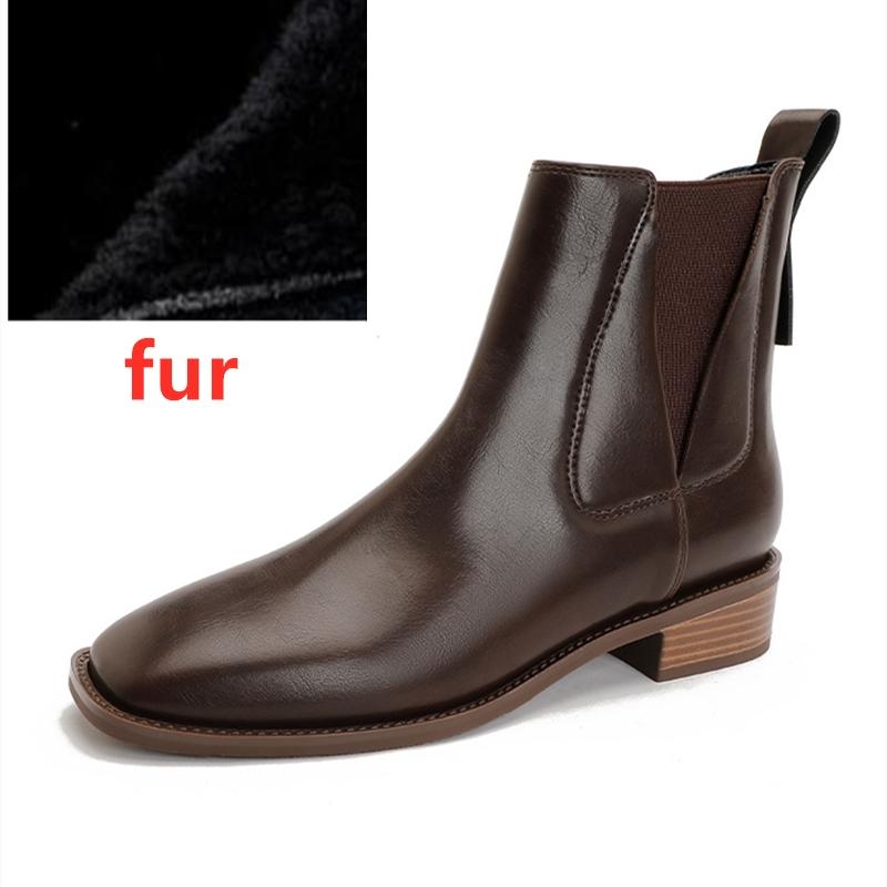 Fashion 2025 new style women's Chelsea boots Low heel square toe elastic sleeve female boots Large size non-slip short boots for women