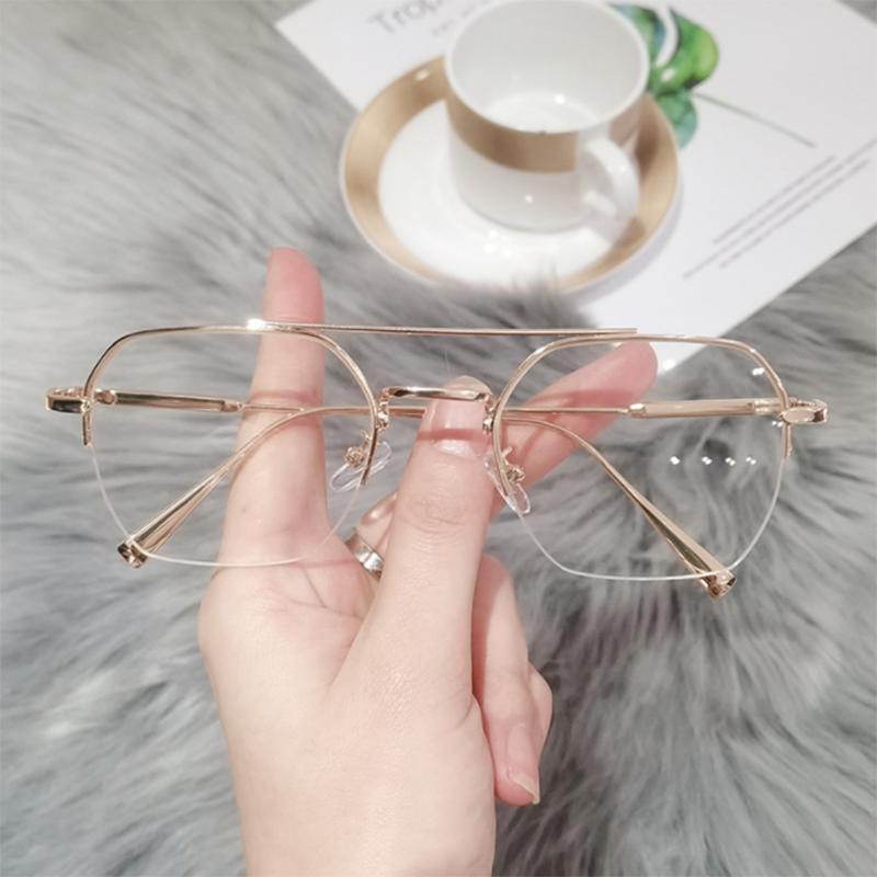 Finished Myopia Glasses Men Metal Double Beam Half Frame Prescription Shortsighted Eyeglasses -1.0 -2.5 -3.0 To -6.0