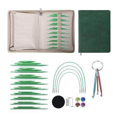 9Pairs Interchangeable Circular Knitting Needle with Crochet Hook for Weaving Craft Project Aluminum Sweater Needle Set