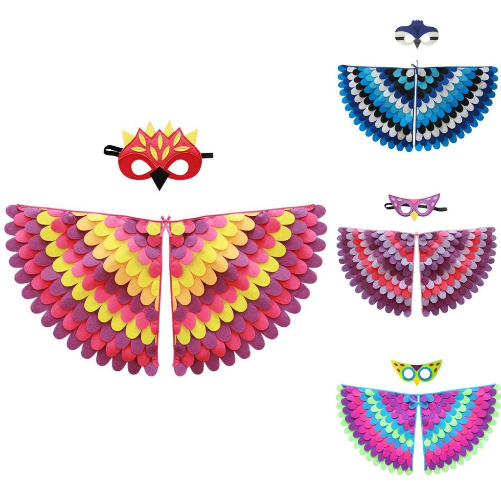 Leuchtend farbige Filz-Vogelflügel mit Masken für Kinder Perfekt für Halloween und mehr!