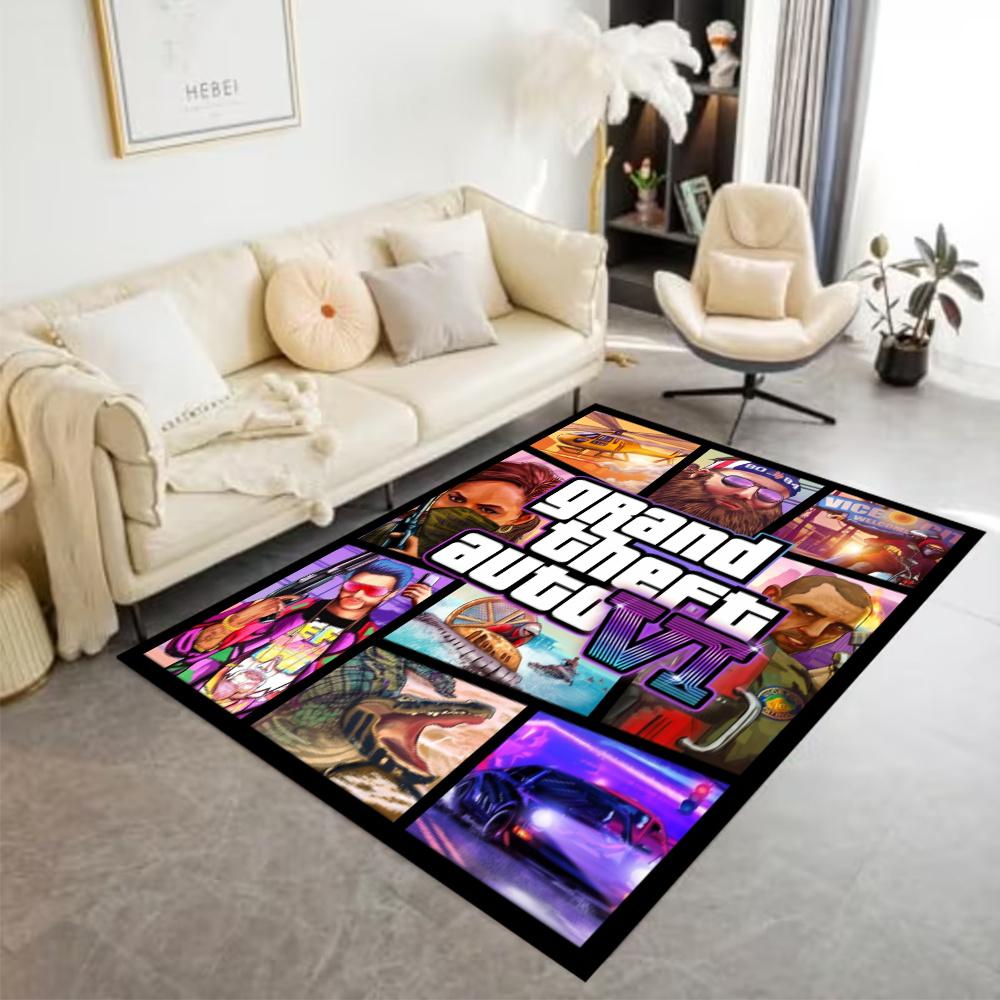 Grand Theft Auto Neon Vice City Game Art Floor Rug Office Rug Perfect For Outdoor Hallway Playrooms Entryway Antislip Carpet Decorate Offices