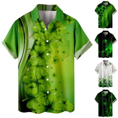St Patrick's Tryckt Herr Sommar Lös Mode Kortärmad Skjorta Topp