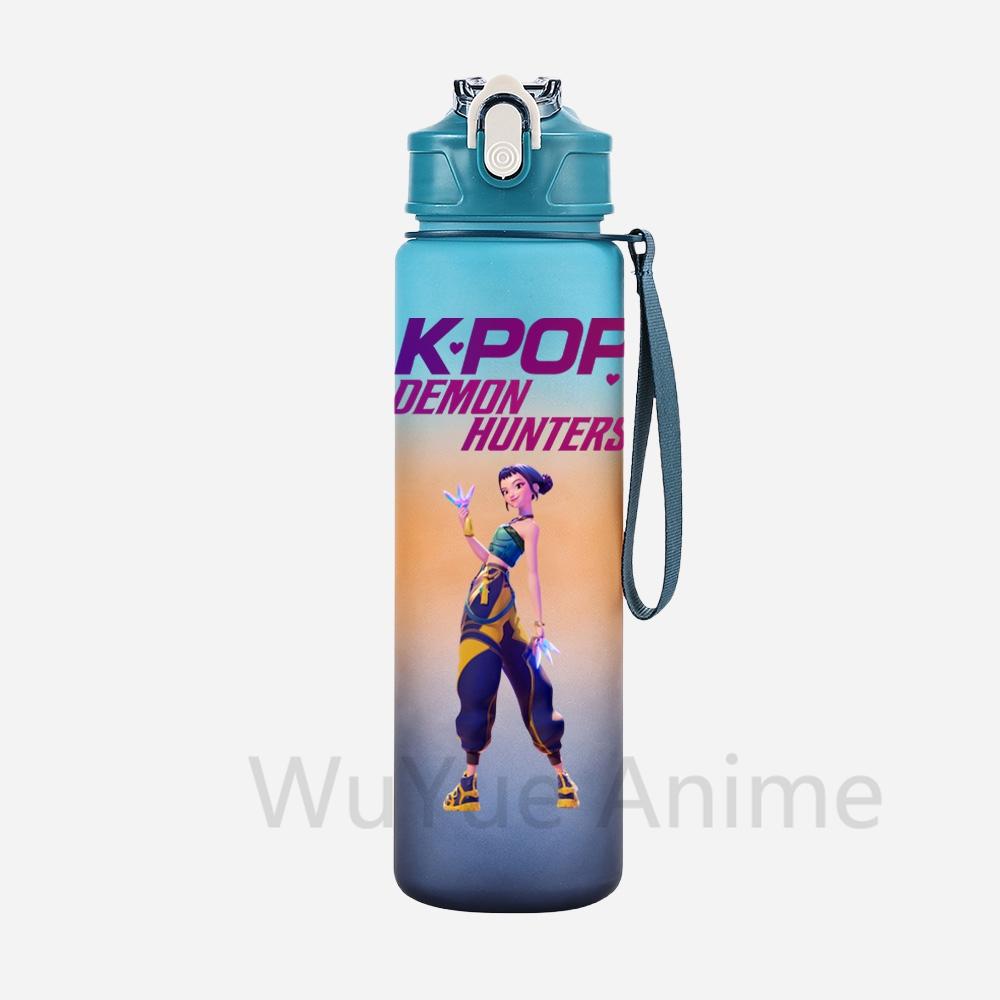 Anime K-Pop Demon Hunters Character Water Cup Large Capacity Outdoor Portable Rope Drinking Bottle Gift for Boys and Girls
