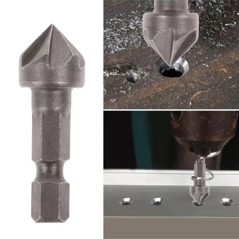 Six Blade Chamfer Tool Hex Shank Countersink Drill Woodworking Quick Guide Deburring Cutter Durable Precision