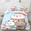 Lovely Peach Cat Cute Bedding Set Cartoon Anime Adult Kid Bedroom Soft Duvet Cover 3D Print Vibrant Kawaii Anime Cozy Set