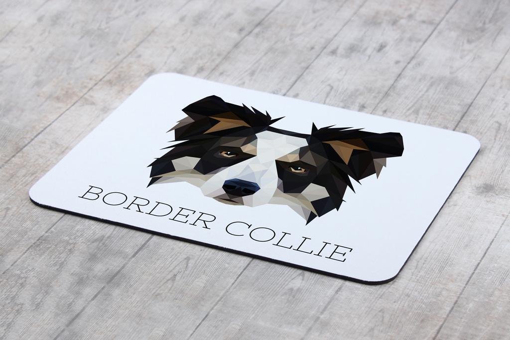 Border Collie -Geometryczna Podkładka Ze Zdjęciem I Napisem Pod Mysz Art-Dog