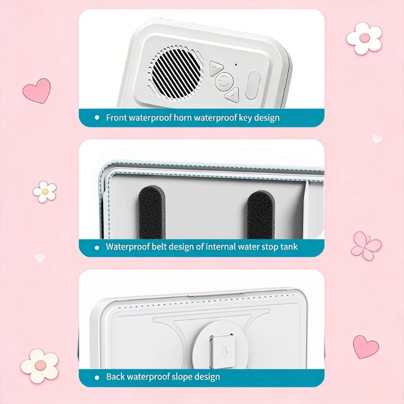 Waterproof Bluetooth-compatible Speaker Phone Holder For Shower With 360°Surround Sound Long Playtimes IPX4 Rate Bathroom Music Box
