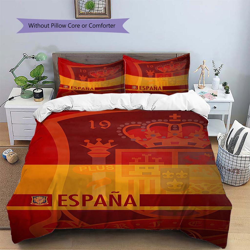 Motivo Logo Calcio Spagna Biancheria da Letto Decorazione Casa Regalo di Compleanno (1 * copripiumino + 2 * federa, senza nucleo),merchandising per fan.
