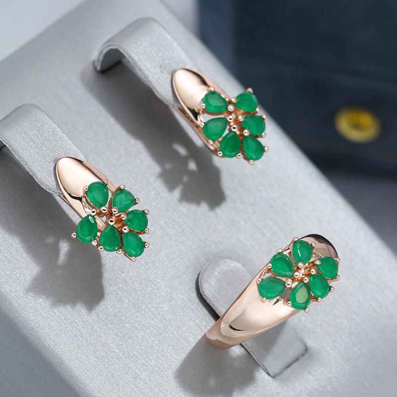 Emerald Cut Natural Zircon Women Drop Earrings Unique  Rose Gold Color Earrings High Quality Daily Fine Jewelry