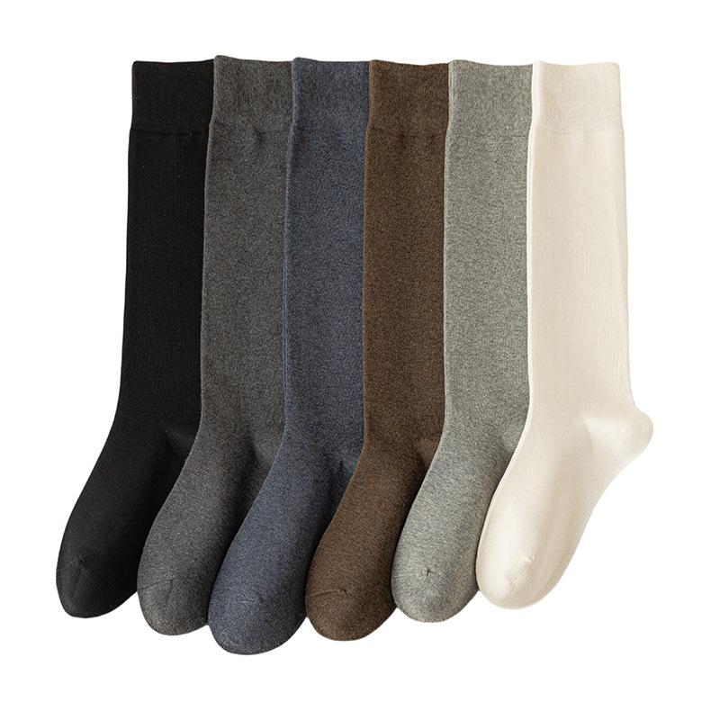 Herren Frühling Herbst Mode Neue Einfarbige Langbein Baumwollsocken