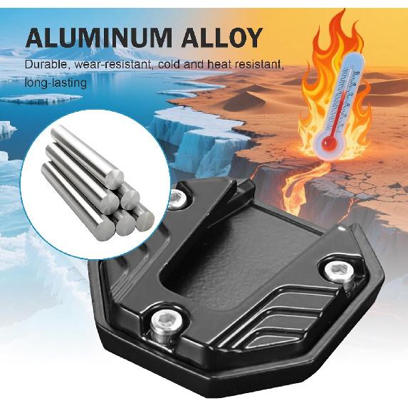 Motorcycle Kickstand Pad, Alloy Non-slip Side Support Extension Plate, Anti-sink Parking Stand Foot Mount with Enlarged Bottom, Universal