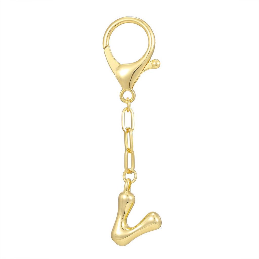Portachiavi Ciondolo Lettere a Bolla Colore Oro 18K - Disponibili 26 Lettere Inglesi