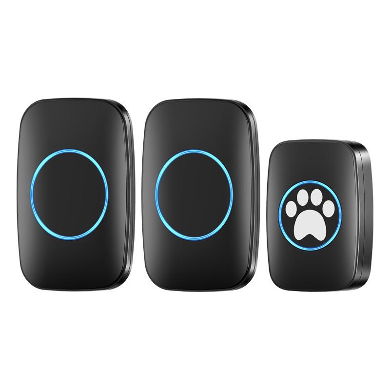 Wireless Waterproof Smart Pet Doorbell for Cats and Dogs Black - US Standard
