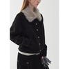 Women's Retro Suede Jacket with Detachable Fur Collar - 2025 Autumn/Winter Collection