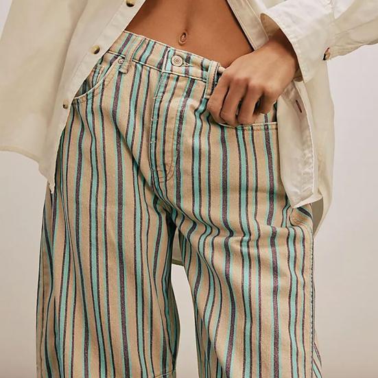 Barrel Jeans for Women Floral Print Boyfriend Baggy Jeans Casual Mid