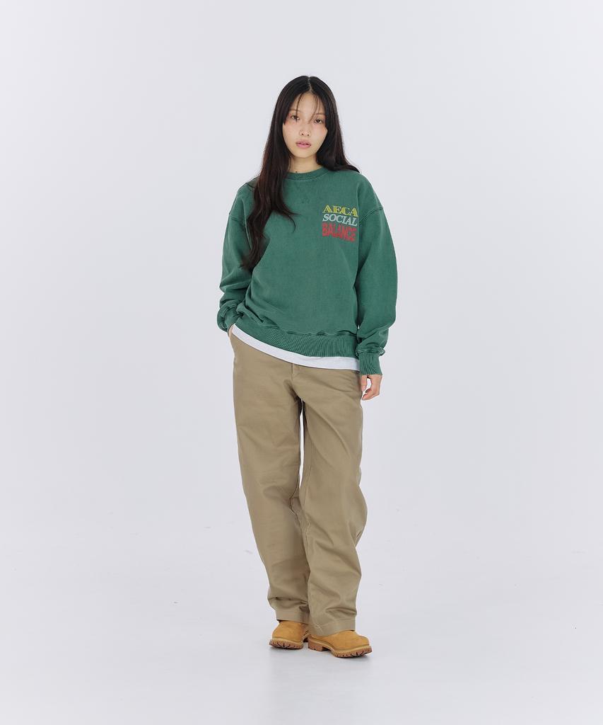 AECA Aeca Social Balance Sweat Shirts-Washed Green