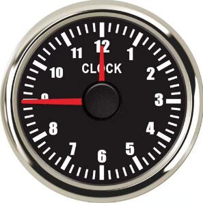52mm 12 Hours Clock Gauge Red Backlight 0-12 Hours Hourmeter Hour Meters for Car Boat Clock Meters 9-32V Automobile Instrument