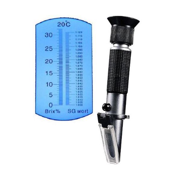 

In stock Beer Wort and Wine Refractometer, Dual Scale - Specific 1.000-1.120 and 0-32%, Replaces Homebrew Hydrometer (Aluminum) NONE