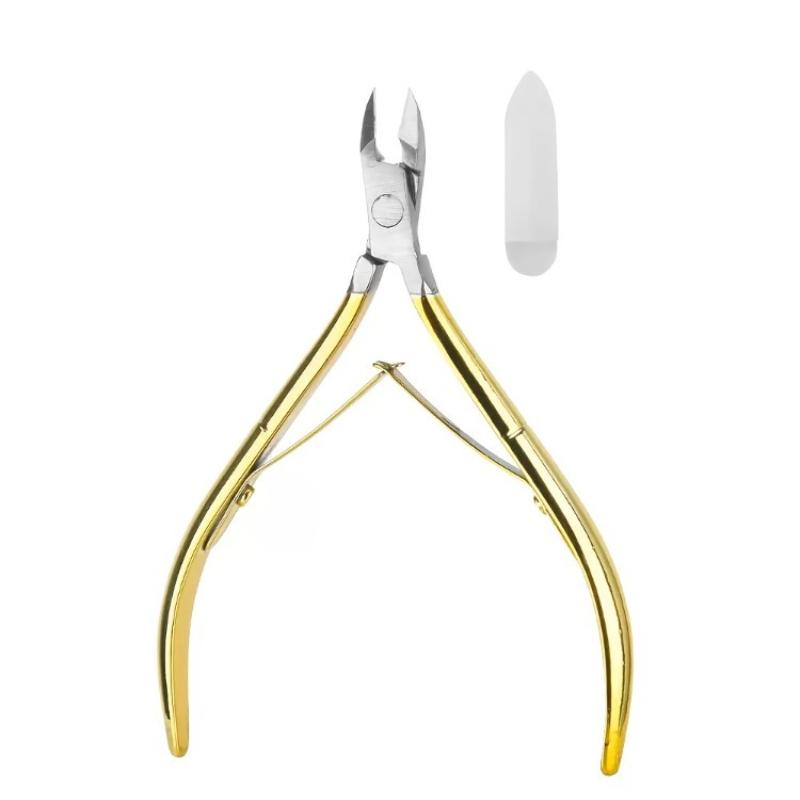 Stainless Steel High-Quality Cuticle Nipper Precision Dead Light Beige Remover Nail and Toenail Peeling Tool with Dual Spring
