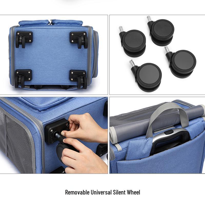 Extra-Large Capacity Breathable Pet Trolley & Backpack: Foldable, Dual-Use Carrier for Outings