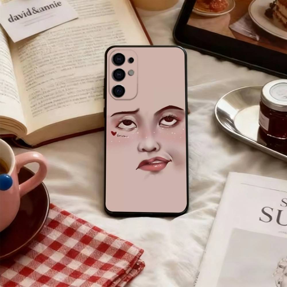 Abstract Facial Expression Phone Case For Samsung S25,S24,S21,S22,S23,S30,Ultra,S20,Plus,Fe,Soft Silicone Black Cover