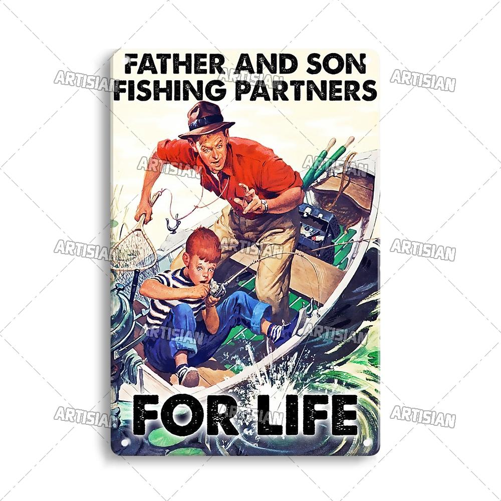 Artisian Fishing Metal Sign Sport Tin Plaque Lure Bait Decorative Poster Wall Decor Garage Bar Pub Club Hotel Cafe Kitchen Home