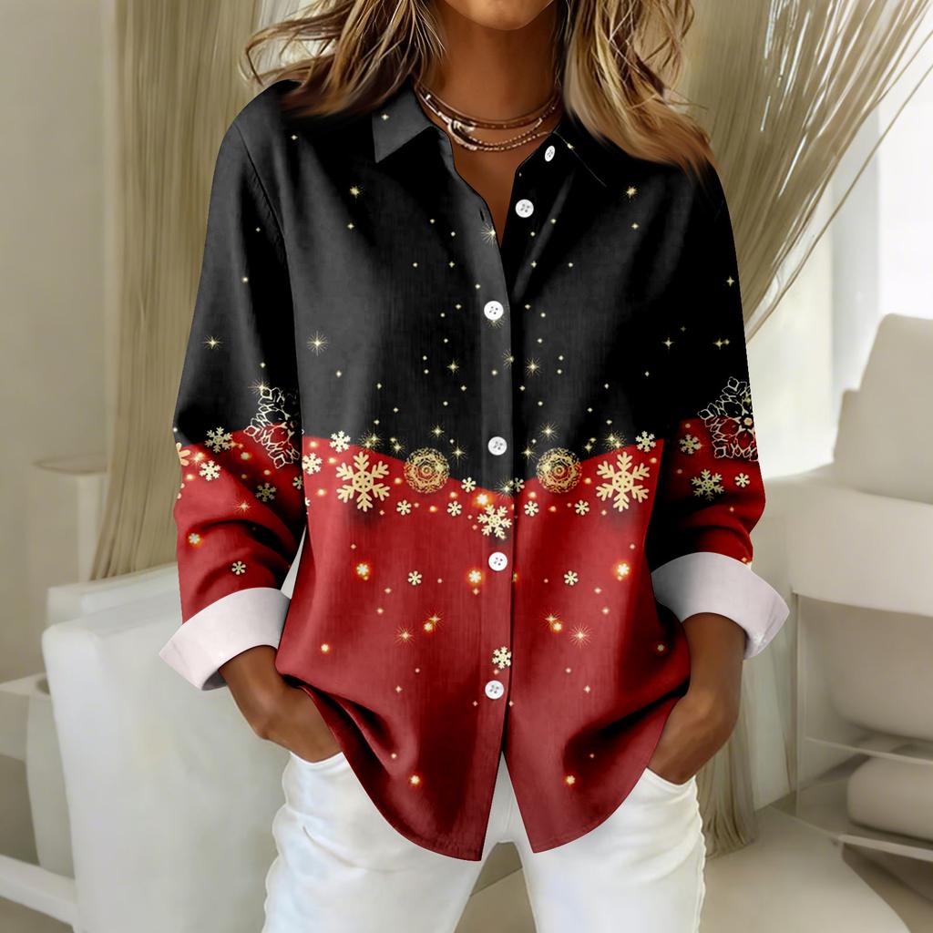 Women's Shirt Blouse Print Button Long Sleeve Casual Basic Shirt Collar Regular Top