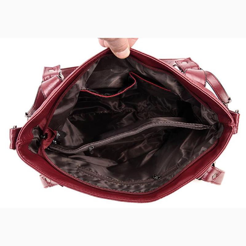 Fashion Large Quality Genuine Leather Female Shoulder Messenger Bag Solid Color Luxury Handbags Women Bags Designer