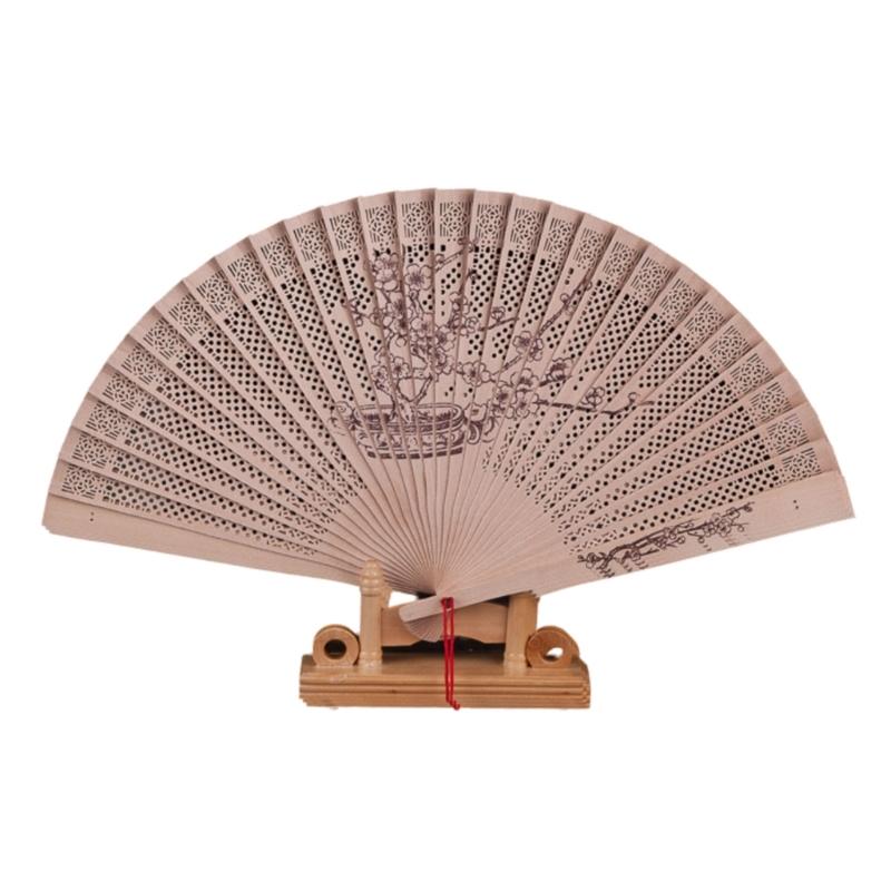 Exquisites Chinese Culture Handheld Fan Decorative Wood Handheld Folding Fan with Detailed Carving for Gift and Decors