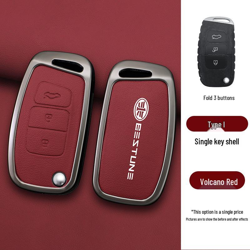 Genuine Leather Key Case for FAW Besturn X40 Remote Key with Buckle