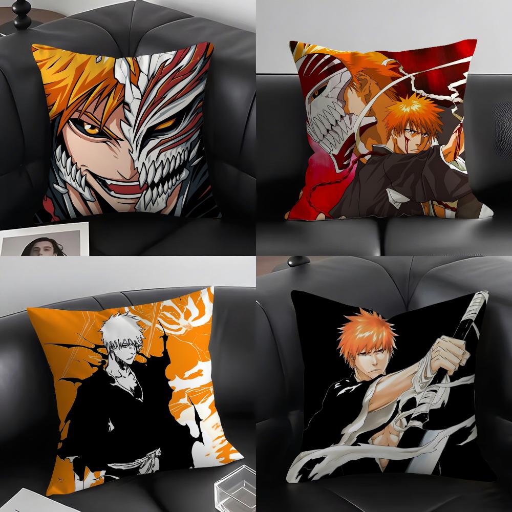 B-Bleach Kurosakii Anime Cushion Cover Pillowcase Ultra Soft Skin Friendly Fabric Cloud Like Comfort & Concealed Zipper