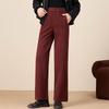 Fanzhen Women's High-Waist Thickened Straight-Leg Woolen Pants
