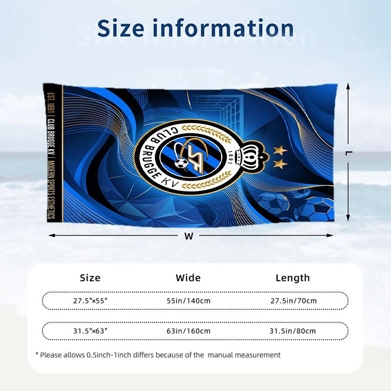 Club Brugge FC Stampa Asciugamano da Spiaggia Quick Dry Microfibra Assorbente Portatile da Viaggio Asciugamano da Nuoto