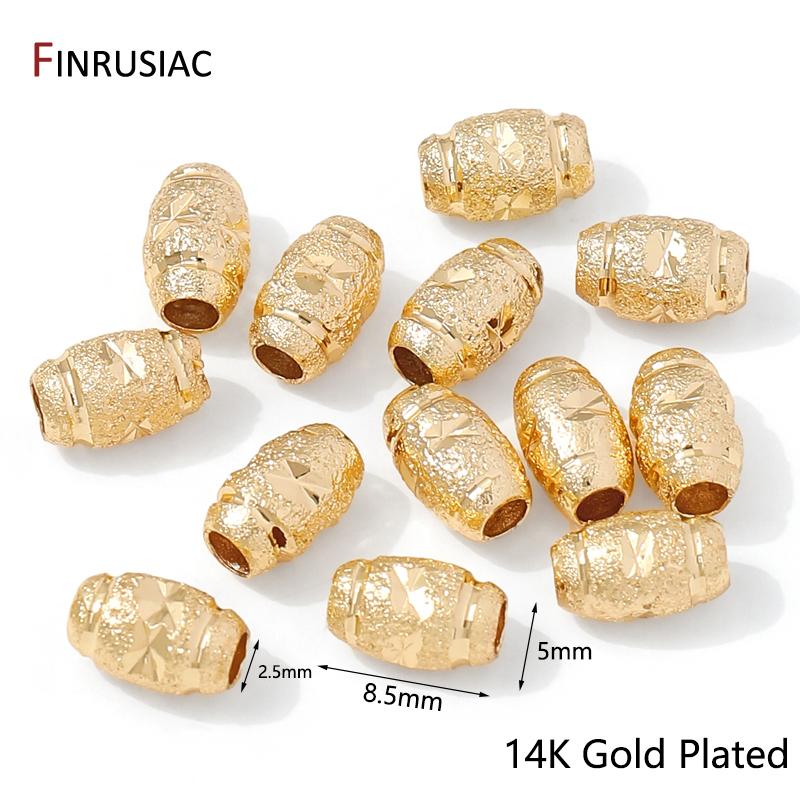 

14K Gold Plated Brass Frosted Oval Melon Spacer Beads,Separators Beads For Bracelet Jewelry Making Supplies,DIY Accessories 10 pieces