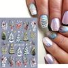 Weihnachts-Nagelkunst-Aufkleber Abziehbilder 1 Blatt, Winter Weihnachtsbaum Blätter Muster Geprägte Selbstklebende Nagelaufkleber, DIY Nagelkunst Dekoration