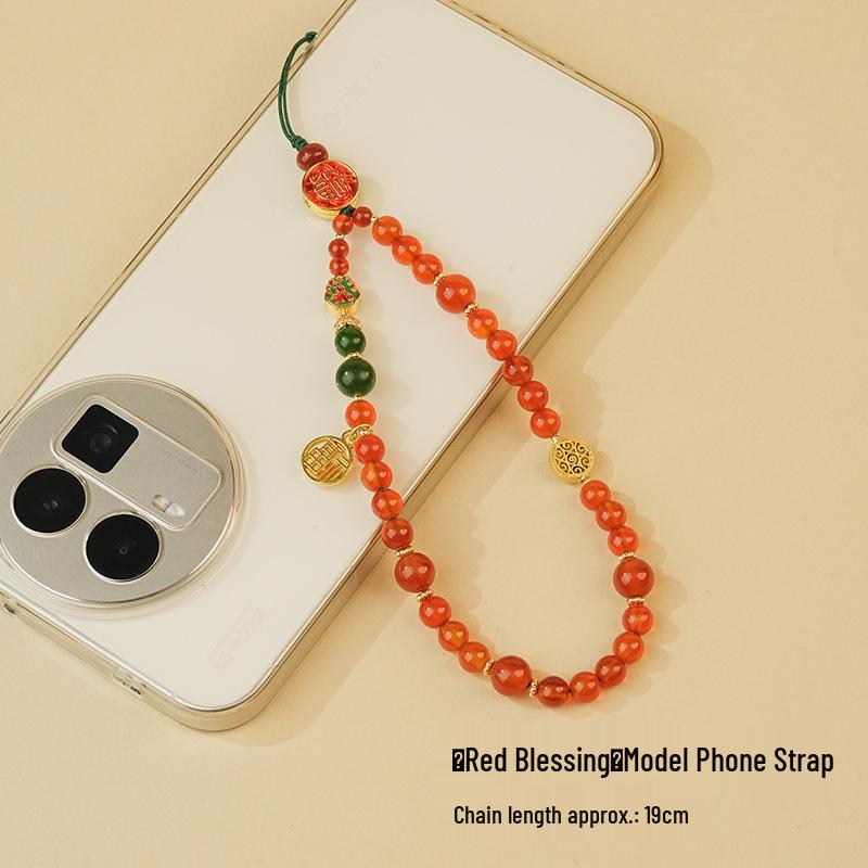 Ran Pu Chinese Style Jade Phone Wrist Strap: Spring Collection Beaded Lanyard for Women