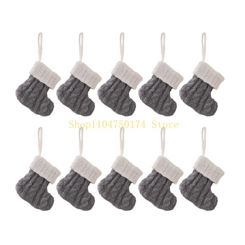 10Pcs Knitted Socks Large Capacity Christmas Stocking Stylish Present Bag Handmade Holiday Decoration for Fireplaces top sale