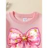 Kids Sweatshirt Crewneck Sweatshirt Pink Bow with Golden Stars Pattern Machine Washable, Spring And Autumn, Sportswear And Casual Wear