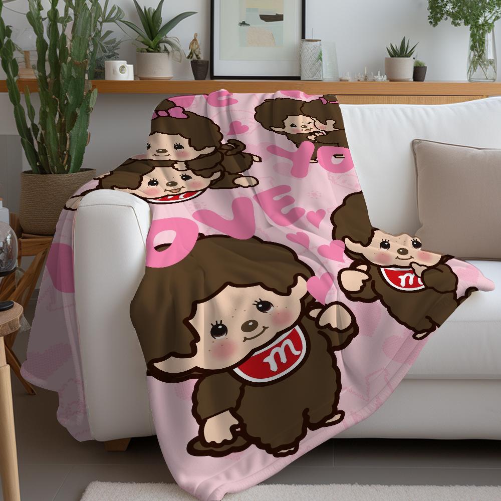 Cartoon-Decke Warm Weich Geeignet für Schlafzimmer Sofa Bett Wohnzimmer Büro Reisen M-Monchhichis-S Kawaii Camping Geschenke