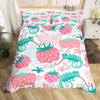 Strawberry Duvet Cover SetRed Strawberry Bedding Set for Girls Cute Black White Geometric Plaid Grid Comforter Cover Full Size