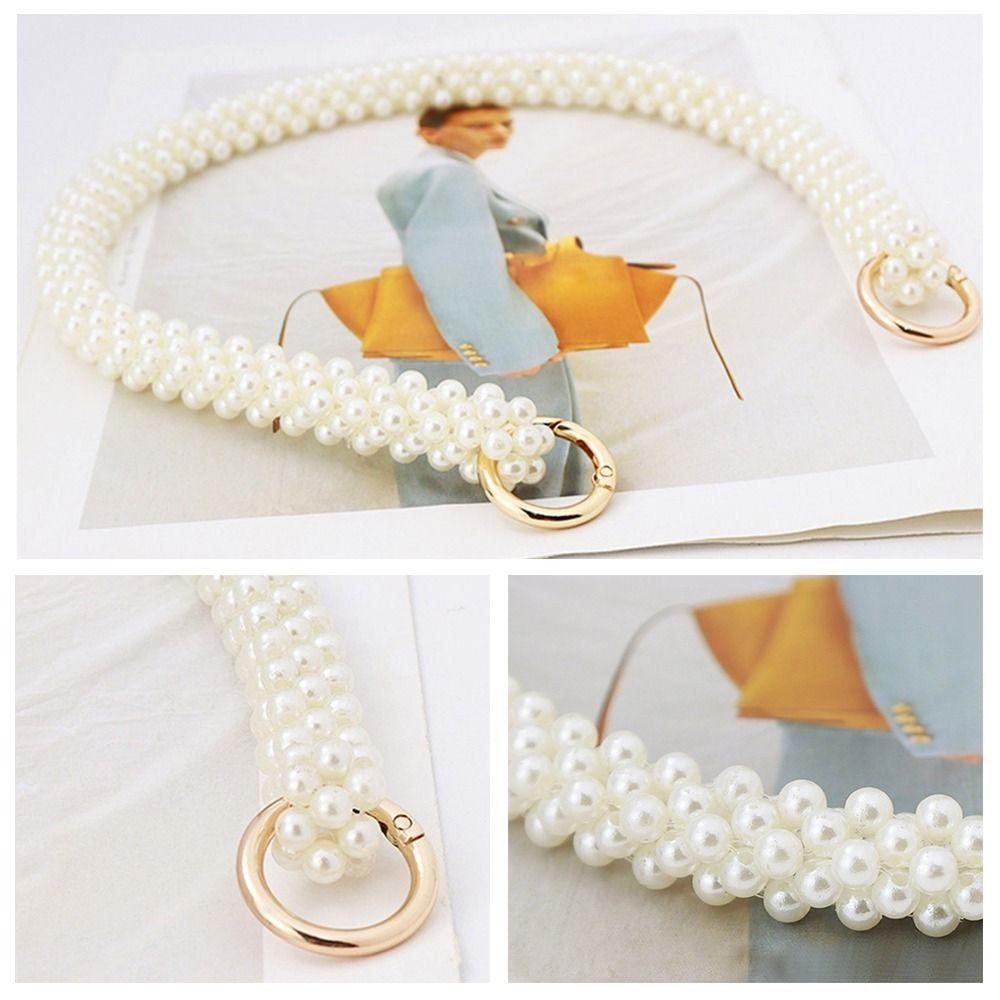 Chain Bag Straps Replacement Pearl Bag Chain Shoulder Bag Strap Bag Accessories Metal Braided Chain