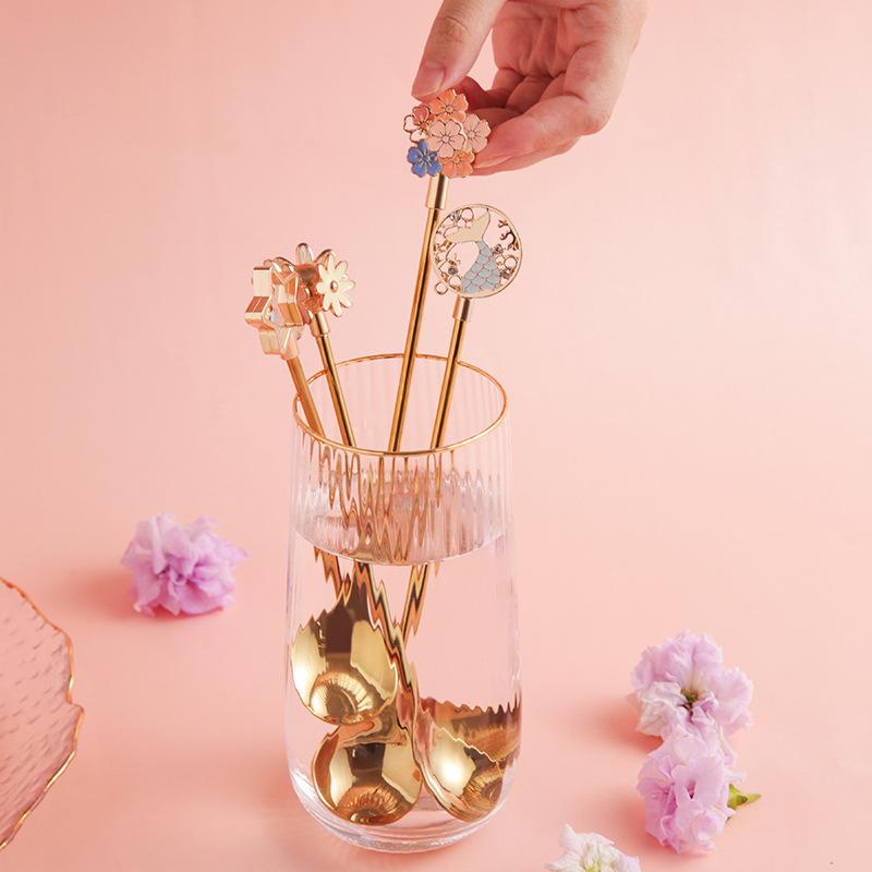 Creative 304 Stainless Steel Cherry Blossom Dessert Spoons& Sugar Coffee Spoon Cocktail Mixing Kitchen,Dining & Bar Tableware