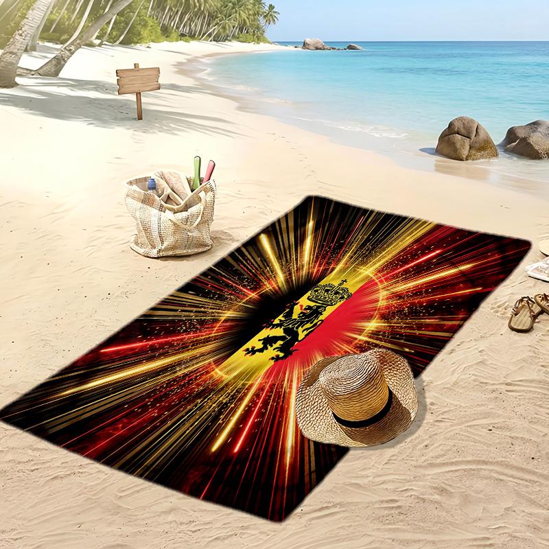 Belgien Fußball Druck Strandtuch Schnelltrocknend Super Saugfähig Weich Badetuch zum Schwimmen Strand Reisen Fan Souvenir Geschenk