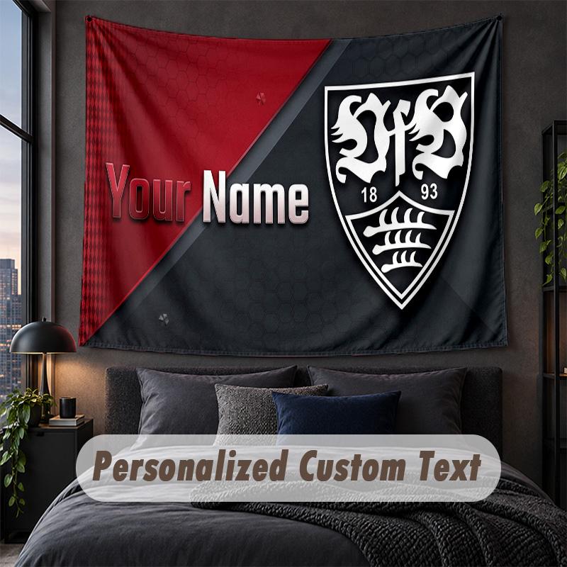 Custom Name Text Tapestry,VfB Stuttgart FC Decorative Wall Hanging, Background Tapestry For Home Bedroom