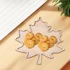 Christmas Themed Maples Leaf Snacks Tray Natural Wood Grooved Serving Dish for Candy Nut Holiday Table Decors