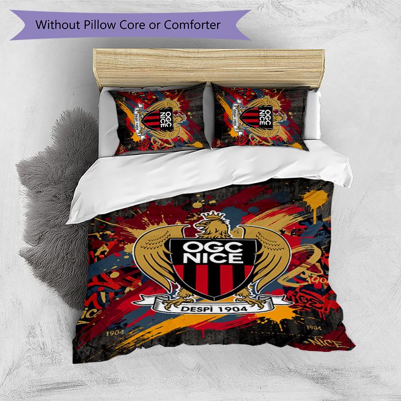 OGC Nice FC Printed 3PCS Bedding Set Breathable Duvet Cover with Pillowcases Decorative Bed Linen for Bedroom Home