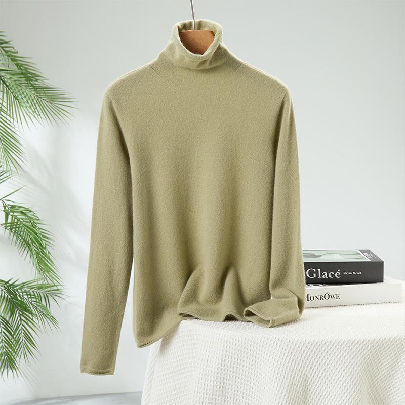 Lekasha Women's Slim Fit Cashmere Turtleneck Sweater - Rolled Edge, Semi-High Neck, Long Sleeve, Fashionable Base Layer.